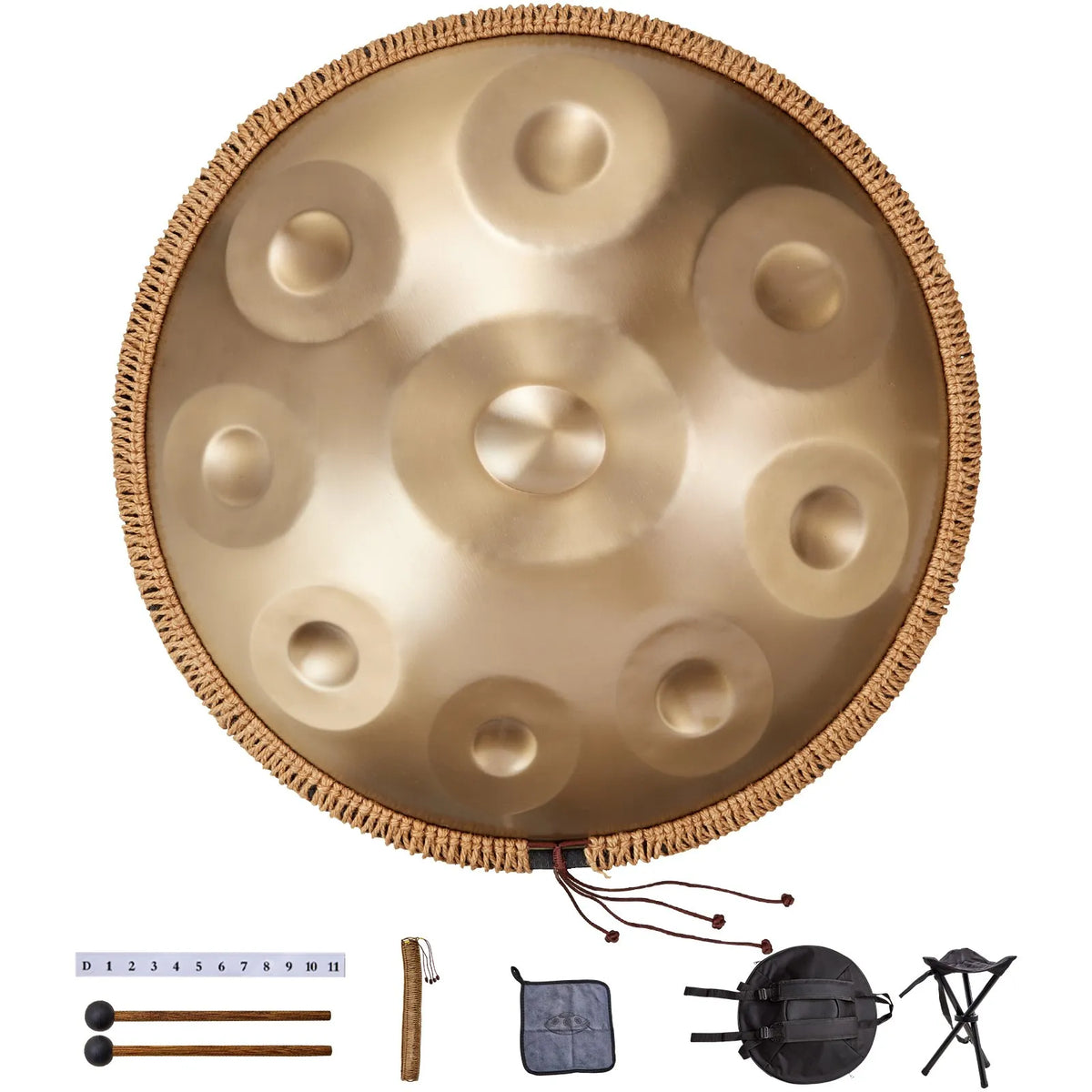 VEVOR Handpan tērauda mēles bungas 55,9 cm ar 9 notīm D minorā ar vālītēm pieaugušajiem - ZEMLETES.LV