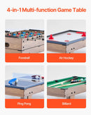 VEVOR 4 vienā kombinētais spēļu galds, 81 cm gaisa hokeja galds ar biljardu, galda futbolu un galda tenisu, komplektā ripas un stūmēji, sporta arkādes galds bērniem un ģimenes spēļu istabai vai birojam