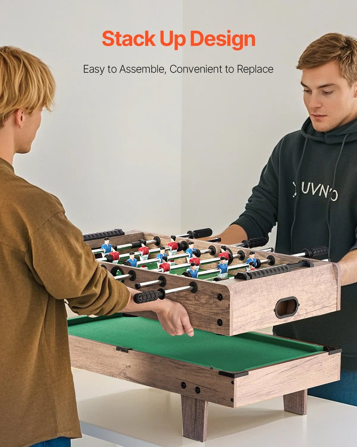 VEVOR 4 vienā kombinētais spēļu galds, 81 cm gaisa hokeja galds ar biljardu, galda futbolu un galda tenisu, komplektā ripas un stūmēji, sporta arkādes galds bērniem un ģimenes spēļu istabai vai birojam - ZEMLETES.LV