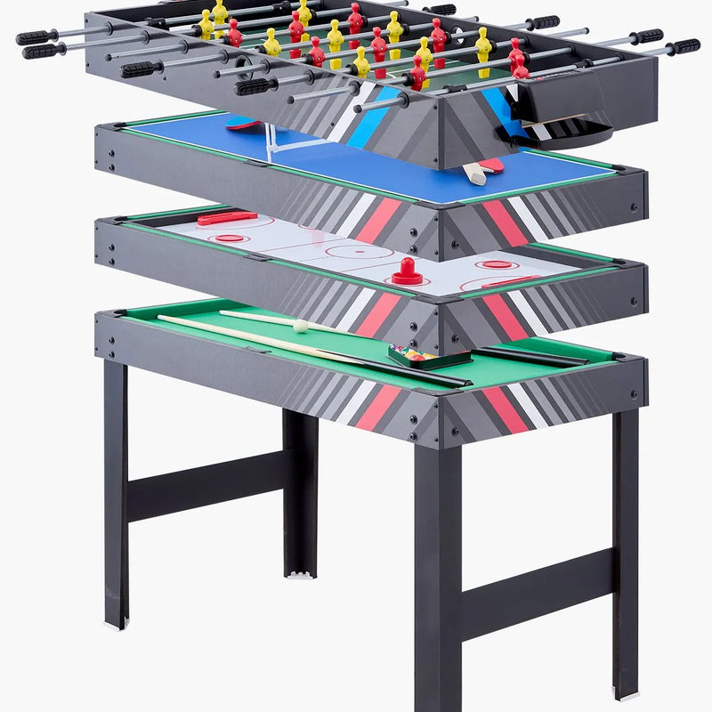 VEVOR 4 vienā kombinētais spēļu galds, 122 cm gaisa hokeja galds ar biljardu, galda futbolu un galda tenisu, komplektā ripas un stūmēji, sporta arkādes galds ģimenes spēļu istabai vai birojam