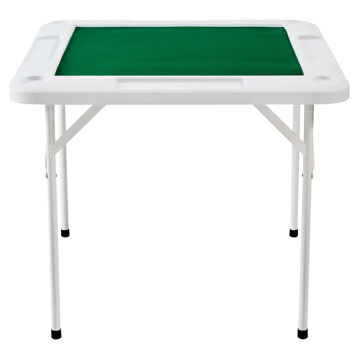 VEVOR salokāms kvadrātveida mahjong un kāršu galds 4 spēlētājiem ar nodilumizturīgu zaļu virsmu, 4 glāžu turētājiem un 4 žetonu paplātēm, pārnēsājams domino spēļu galds mahjongam, pokeram un puzlēm, 90 × 90 cm - ZEMLETES.LV
