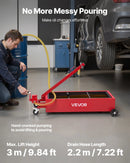 VEVOR zema profila eļļas savākšanas panna 75,7 l ar riteņiem un manuālo sūkni, 2,2 m šļūtene un T veida salokāms rokturis, hermētiska un korozijizturīga, piemērota vieglajām automašīnām, SUV, kravas auto un ATV, sarkana