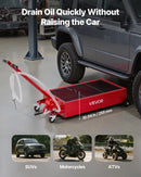 VEVOR zema profila eļļas savākšanas panna 75,7 l ar riteņiem un manuālo sūkni, 2,2 m šļūtene un T veida salokāms rokturis, hermētiska un korozijizturīga, piemērota vieglajām automašīnām, SUV, kravas auto un ATV, sarkana