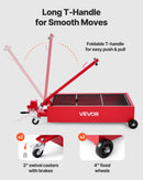 VEVOR zema profila eļļas savākšanas panna 75,7 l ar riteņiem un manuālo sūkni, 2,2 m šļūtene un T veida salokāms rokturis, hermētiska un korozijizturīga, piemērota vieglajām automašīnām, SUV, kravas auto un ATV, sarkana