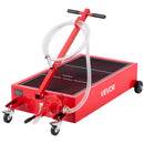 VEVOR zema profila eļļas savākšanas panna 75,7 l ar riteņiem un manuālo sūkni, 2,2 m šļūtene un T veida salokāms rokturis, hermētiska un korozijizturīga, piemērota vieglajām automašīnām, SUV, kravas auto un ATV, sarkana