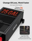 VEVOR zema profila eļļas notecināšanas panna 94,6 L ar manuālu sūkni, 2,2 m šļūteni un T veida salokāmu rokturi, hermētiska un korozijizturīga, piemērota automašīnām, SUV, kravas automašīnām un kvadricikliem, melna