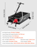 VEVOR zema profila eļļas notecināšanas panna 94,6 L ar manuālu sūkni, 2,2 m šļūteni un T veida salokāmu rokturi, hermētiska un korozijizturīga, piemērota automašīnām, SUV, kravas automašīnām un kvadricikliem, melna