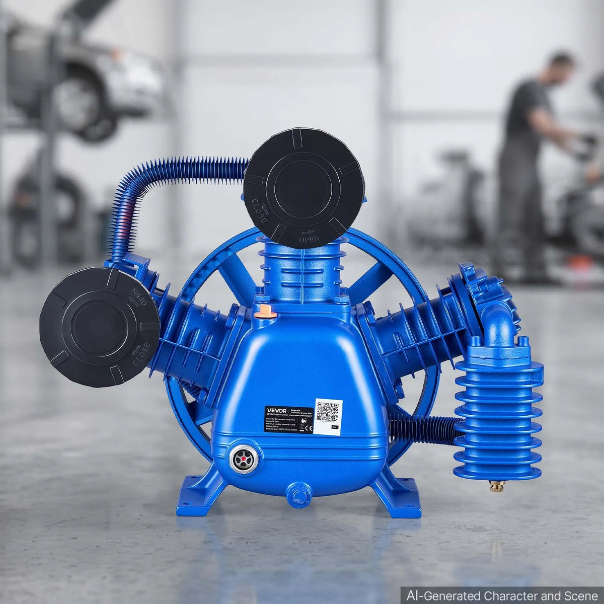 VEVOR trīscilindru gaisa kompresora sūkņa galva, 3,73 kW, 422 l/min, divpakāpju, eļļas eļļošana, čuguna konstrukcija, līdz 12 bar