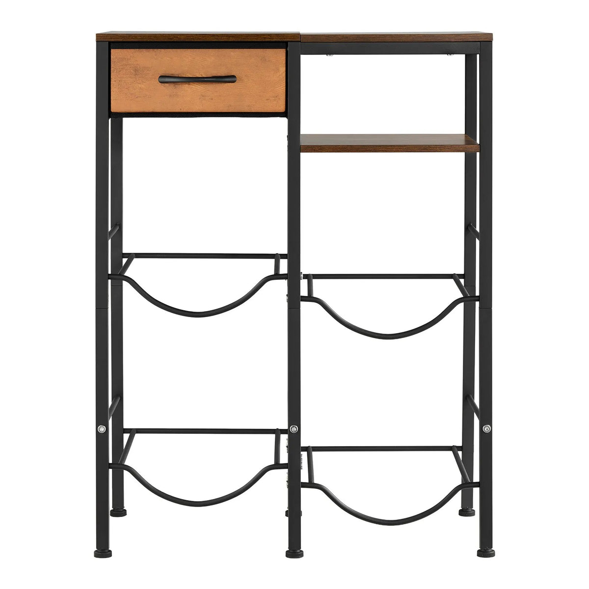 VEVOR Water Bottle Rack for 4 Bottles, 4 Tiers, for 11 and 19 L Bottles, with Shelf and Drawer, Black and Brown