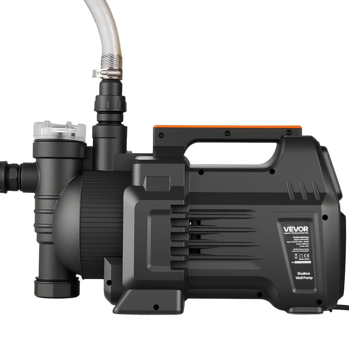 VEVOR 1300 W elektroniskais seklās akas strūklas sūknis, 4800 l/h, 8 m sūkšanas augstums, ar viedo vadību