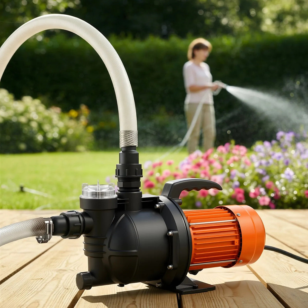 VEVOR 1300 W seklās akas strūklas sūknis, 4800 l/h, 48 m pacēluma augstums, 8 m sūkšanas augstums, 230 V, termiskā aizsardzība