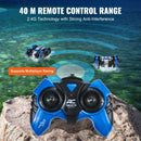 **VEVOR amfībijas tālvadības pults auto-laiva, 2,4 GHz, 12 km/h, 4WD ūdensizturīga RC automašīna bērniem, 360° griešanās triku auto ar 2 akumulatoriem, visu reljefu ūdens, pludmales un baseina rotaļlieta bērniem no 6+ gadiem, zila