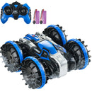**VEVOR amfībijas tālvadības pults auto-laiva, 2,4 GHz, 12 km/h, 4WD ūdensizturīga RC automašīna bērniem, 360° griešanās triku auto ar 2 akumulatoriem, visu reljefu ūdens, pludmales un baseina rotaļlieta bērniem no 6+ gadiem, zila