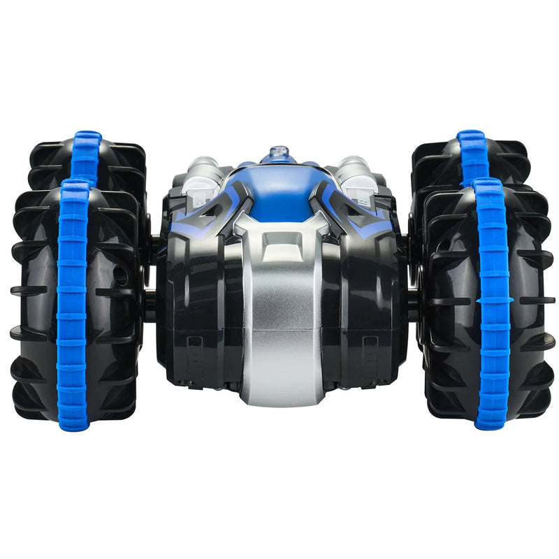**VEVOR amfībijas tālvadības pults auto-laiva, 2,4 GHz, 12 km/h, 4WD ūdensizturīga RC automašīna bērniem, 360° griešanās triku auto ar 2 akumulatoriem, visu reljefu ūdens, pludmales un baseina rotaļlieta bērniem no 6+ gadiem, zila