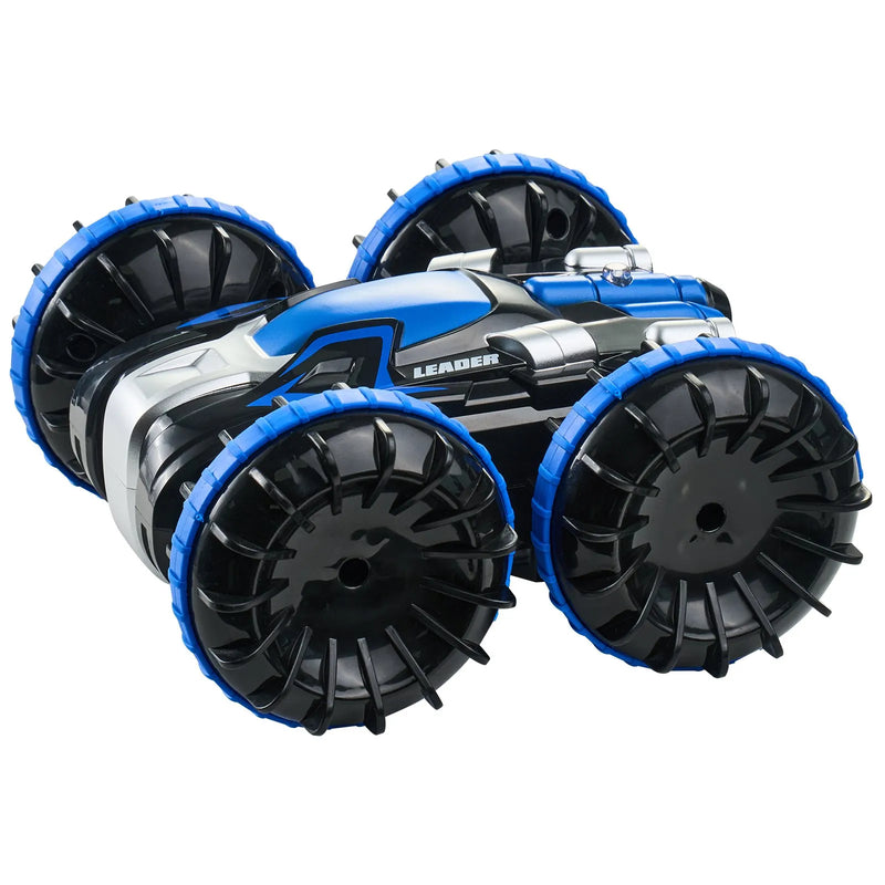 **VEVOR amfībijas tālvadības pults auto-laiva, 2,4 GHz, 12 km/h, 4WD ūdensizturīga RC automašīna bērniem, 360° griešanās triku auto ar 2 akumulatoriem, visu reljefu ūdens, pludmales un baseina rotaļlieta bērniem no 6+ gadiem, zila