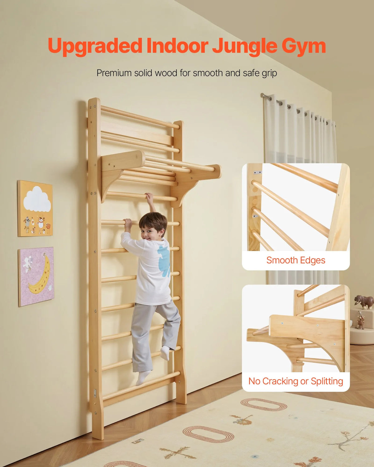 VEVOR Solid Wood Swedish Wall 10 Levels for Children and Adults, up to 100 kg