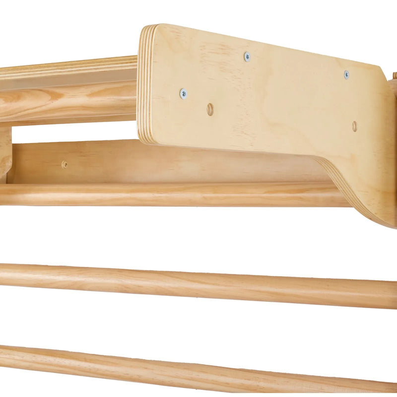 VEVOR zviedru sienas kāpņu trenažieris, 8-in-1, 15 līmeņu masīvkoka iekštelpu “jungle gym” sienas vingrošanas komplekts, 99,79 kg sienas stieņu kāpšanas rotaļu sistēma, slidkalniņu, pievilkšanās stieni, vingrošanas riņķiem, šūpoles sēdekli.