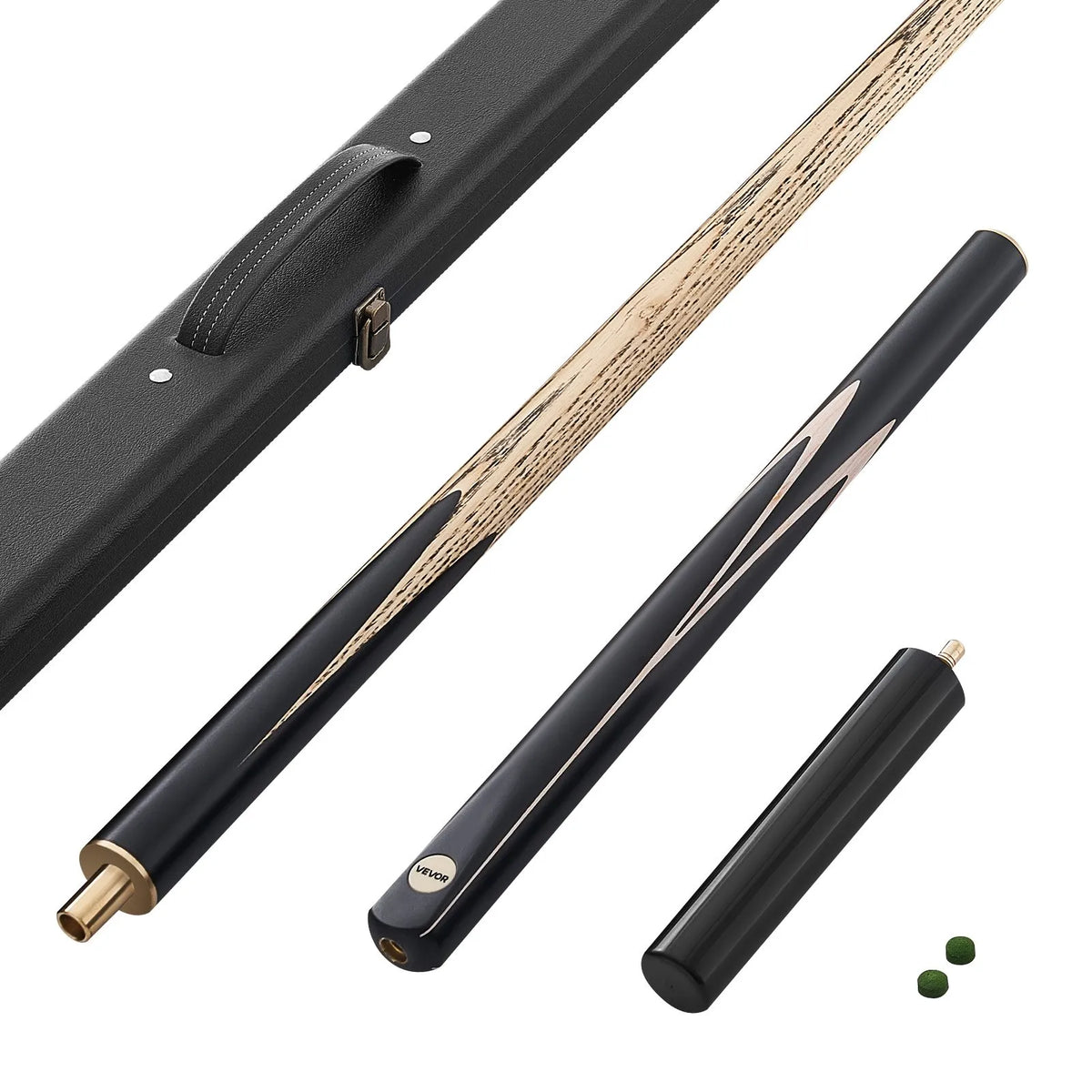 VEVOR snūkera kija 1447,8 mm, dalāma konstrukcija ar pagarinājuma stieni un 9,7 mm ādas uzgali, 538 g profesionāla biljarda kija bāram, mājai un birojam, komplektā koka futrālis - ZEMLETES.LV