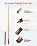 VEVOR snūkera kija 1447,8 mm, dalāma konstrukcija ar pagarinājuma stieni un 9,5 mm ādas uzgali, 538 g profesionāla biljarda kija bāram, mājai un birojam, komplektā alumīnija futrālis