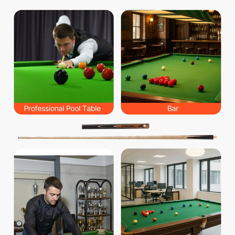 VEVOR snūkera kija 1447,8 mm, dalāma konstrukcija ar pagarinājuma stieni un 9,5 mm ādas uzgali, 538 g profesionāla biljarda kija bāram, mājai un birojam, komplektā alumīnija futrālis