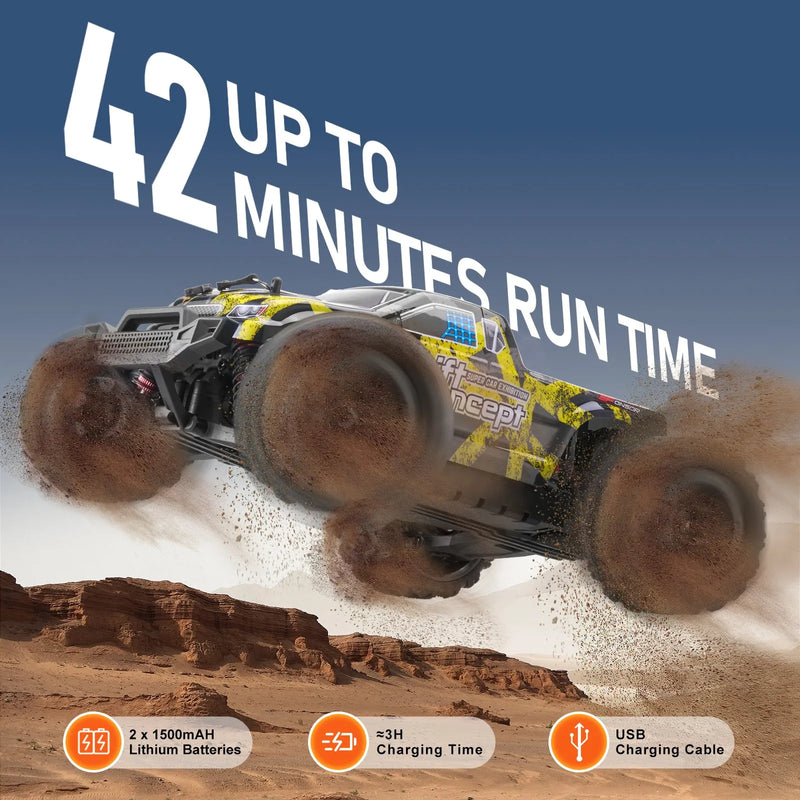 VEVOR tālvadības RC auto, 1:18 mērogs bērniem, visu apvidu 4WD bezceļu auto ar 45° riteņošanu un regulējamu ātrumu, 45 km/h augstas ātruma RC sacīkšu rotaļlieta, ideāla dāvana 8+ bērniem, IPX4