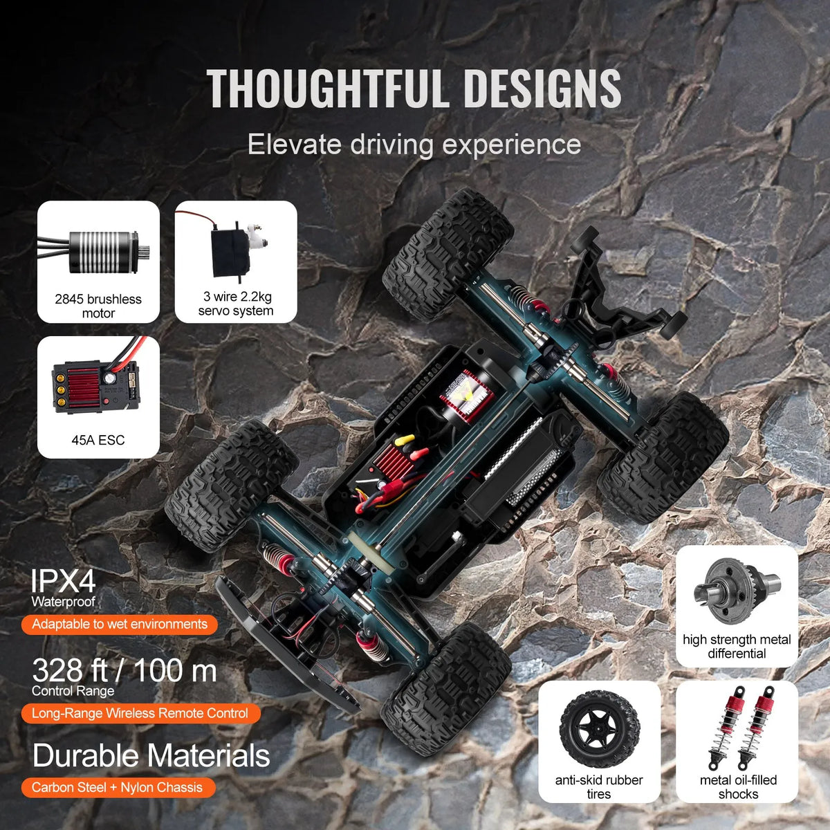 VEVOR RC auto 1:10 bezceļu 4WD, hobija sacīkšu auto