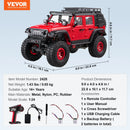 VEVOR Tālvadības automašīna bērniem 1:24 mērogā, apvidus 4WD bezceļu kravas auto ar pilnu apgaismojumu, 2 uzlādējamām baterijām un 2 ātrumu regulēšanu, hobija sacīkšu auto no 14 gadiem