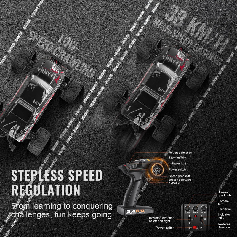 VEVOR Tālvadības automašīna 1:10 mērogā RC bezceļu monstru kravas auto ar 4WD, 45° “wheelie”, 2 baterijām, līdz 38 km/h, IPX4 ūdensizturība, dāvana bērniem no 8+ gadiem