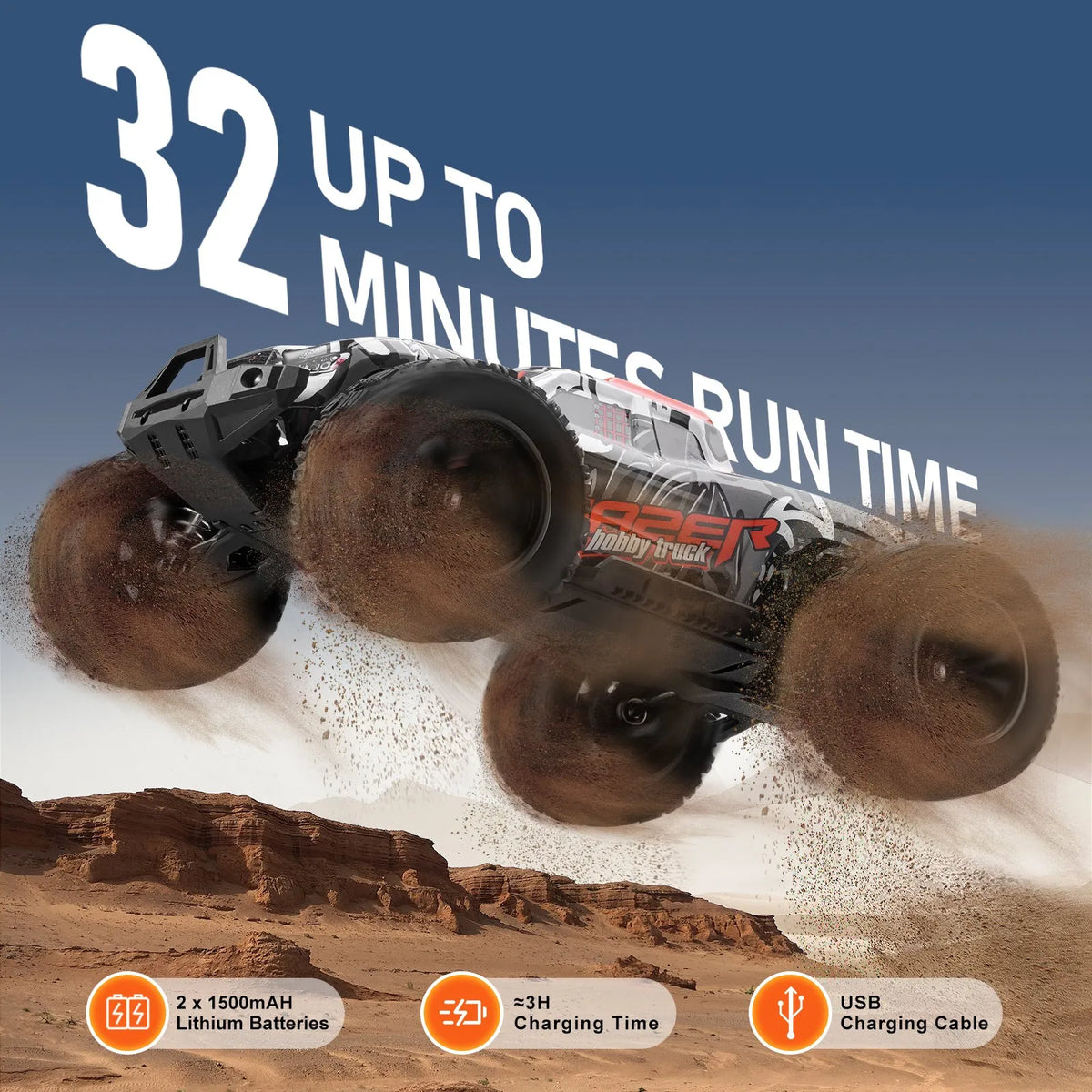 VEVOR RC-auto 1:14 maastiku monster truck 4WD, kuni 38 km/h, 2 akut, alates 8 a