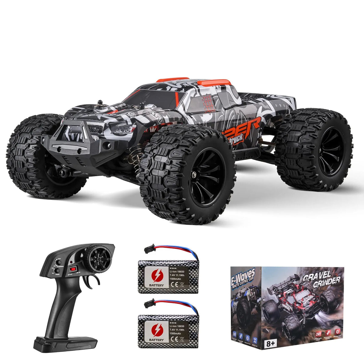 VEVOR RC-auto 1:14 maastiku monster truck 4WD, kuni 38 km/h, 2 akut, alates 8 a