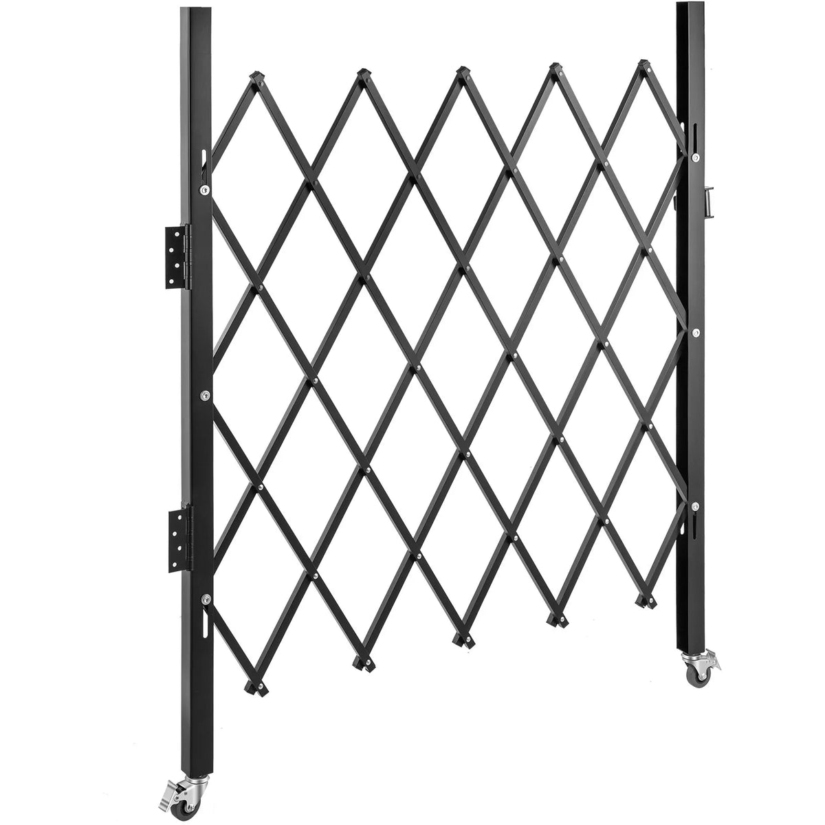 VEVOR vienas sekcijas salokāmie drošības vārti 180 × 155 cm, tērauda akordeona tipa paplašināmi drošības vārti ar 360° riteņiem un piekaramo slēdzeni - ZEMLETES.LV
