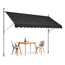 VEVOR izvelkama terases markīze 350 × 119 cm ar manuālu kloķi, saules aizsargnojume āra terasei un balkonam, regulējams augstums 218–310 cm, melna
