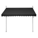 VEVOR izvelkama terases markīze 350 × 119 cm ar manuālu kloķi, saules aizsargnojume āra terasei un balkonam, regulējams augstums 218–310 cm, melna