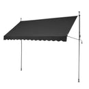 VEVOR izvelkama terases markīze 350 × 119 cm ar manuālu kloķi, saules aizsargnojume āra terasei un balkonam, regulējams augstums 218–310 cm, melna