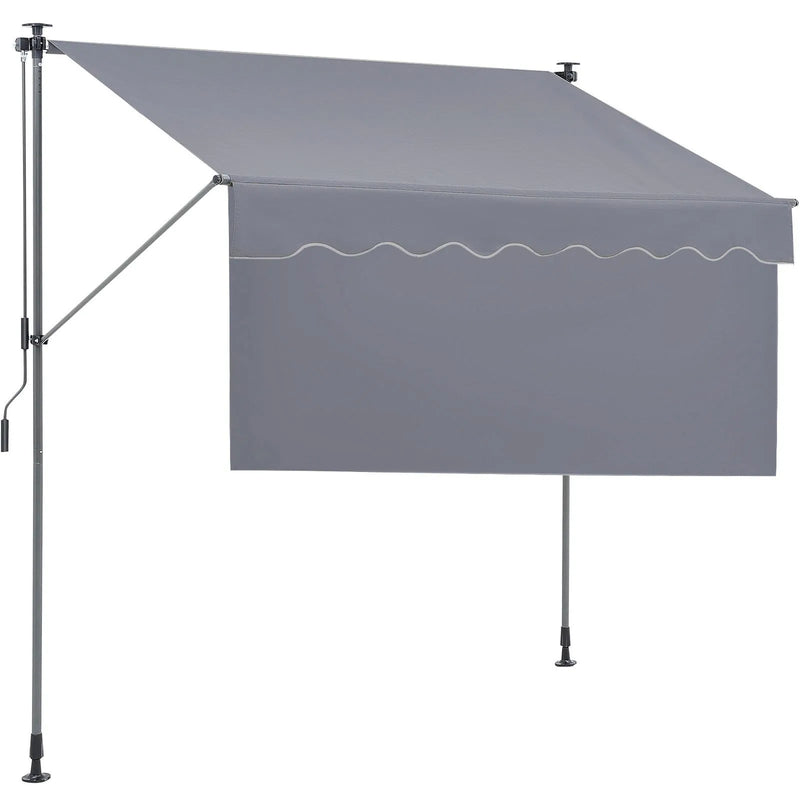 VEVOR manuāli izvelkama terases markīze 198 cm ar 99 cm saules aizsargvalanci, regulējama nojume durvīm un logiem, piemērota pagalmam, dārzam un balkonam