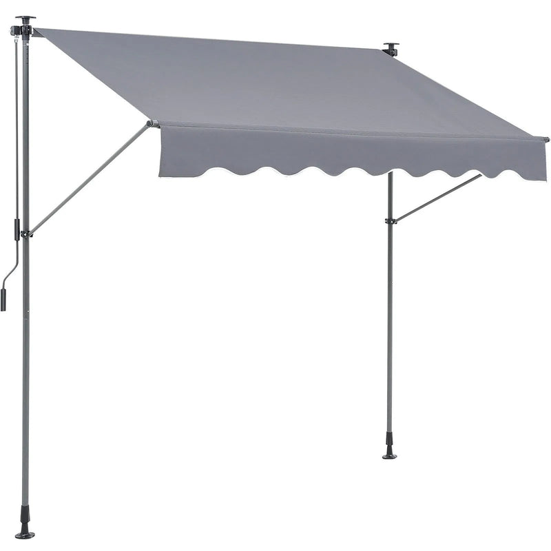 VEVOR manuāli izvelkama terases markīze 198 cm ar 99 cm saules aizsargvalanci, regulējama nojume durvīm un logiem, piemērota pagalmam, dārzam un balkonam