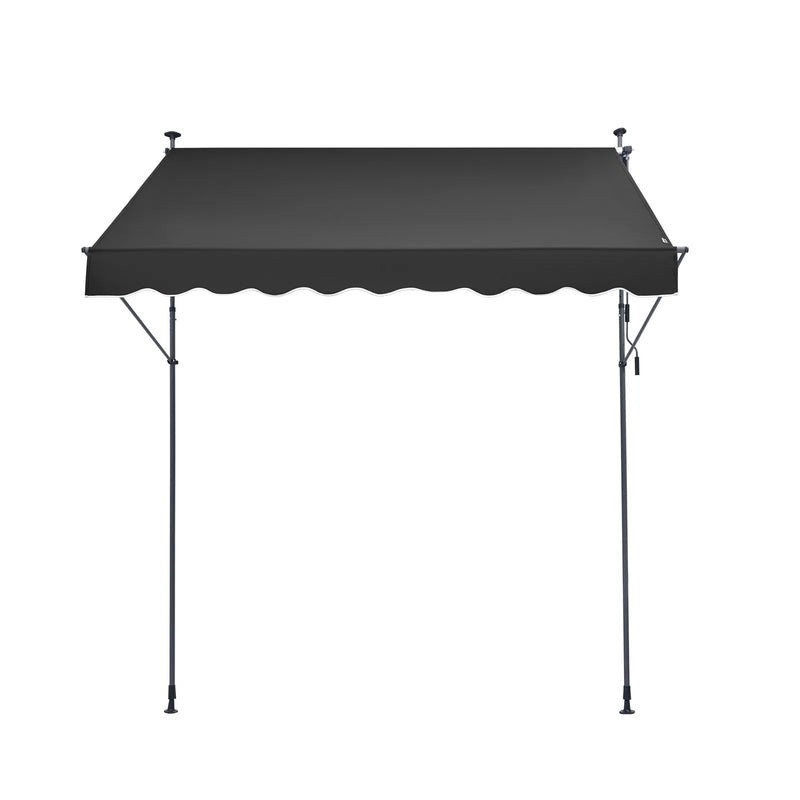 VEVOR izvelkama terases markīze 249 × 119 cm ar manuālu kloķi, saules aizsargnojume āra terasei un balkonam, regulējams augstums 218–310 cm, melna