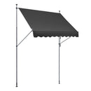 VEVOR izvelkama terases markīze 249 × 119 cm ar manuālu kloķi, saules aizsargnojume āra terasei un balkonam, regulējams augstums 218–310 cm, melna