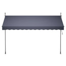 VEVOR manuāli izvelkama terases markīze 350 × 120 cm ar kloķi, regulējama augstuma nojume durvīm un logiem, piemērota pagalmam, dārzam un balkonam, tumši pelēka