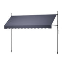 VEVOR manuāli izvelkama terases markīze 350 × 120 cm ar kloķi, regulējama augstuma nojume durvīm un logiem, piemērota pagalmam, dārzam un balkonam, tumši pelēka