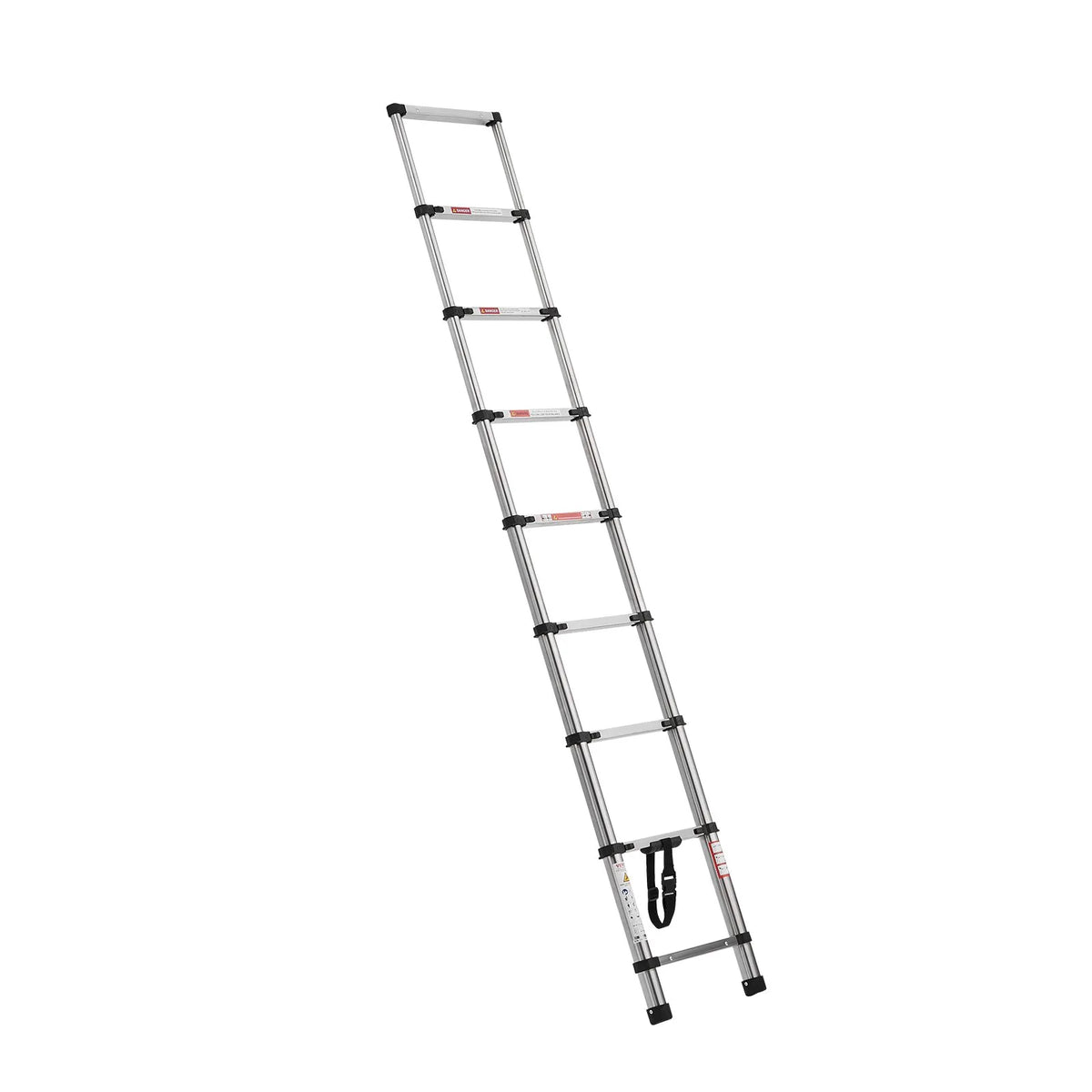 VEVOR teleskopiskās kāpnes 2540 mm no nerūsējošā tērauda, 9 pakāpienu izvelkamas kāpnes ar daudzpakāpju salocīšanas mehānismu, celtspēja 150 kg, neslīdošas kājiņas, vieglas un pārnēsājamas, piemērotas mājai, kemperim un loftam - ZEMLETES.LV