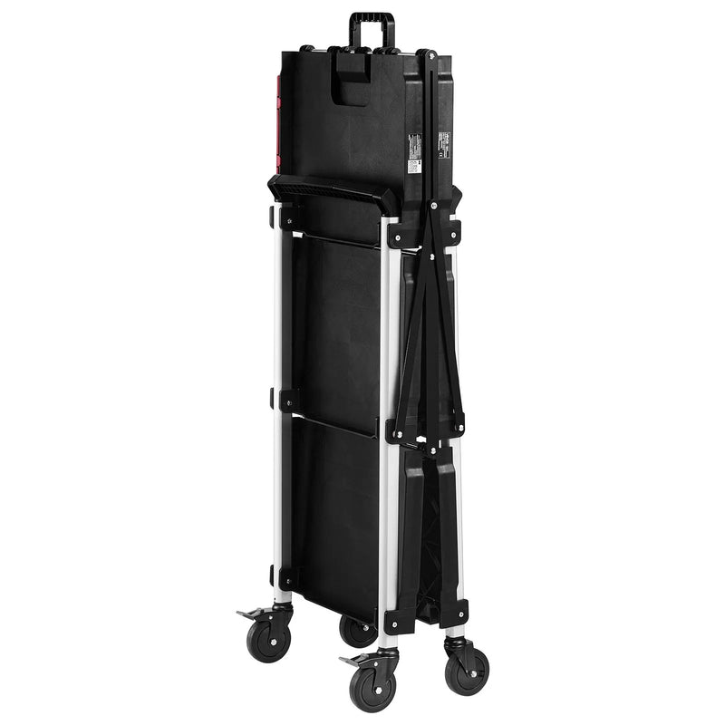 VEVOR 3 līmeņu saliekamie ratiņi ar paplātēm un sānu instrumentu turētāju, kravnesība 136 kg, 360° grozāmi riteņi, 2 ar bremzēm, garāžām, noliktavām un darbnīcām