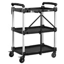 VEVOR 3 līmeņu saliekamie ratiņi ar paplātēm un sānu instrumentu turētāju, kravnesība 136 kg, 360° grozāmi riteņi, 2 ar bremzēm, garāžām, noliktavām un darbnīcām