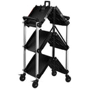 VEVOR 3 līmeņu saliekamie ratiņi ar paplātēm un sānu instrumentu turētāju, kravnesība 136 kg, 360° grozāmi riteņi, 2 ar bremzēm, garāžām, noliktavām un darbnīcām