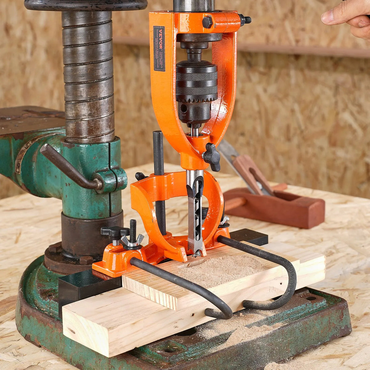 VEVOR Mortise Chisel Attachment for Drill Press with 4 Square Chisels and 5 Bushes