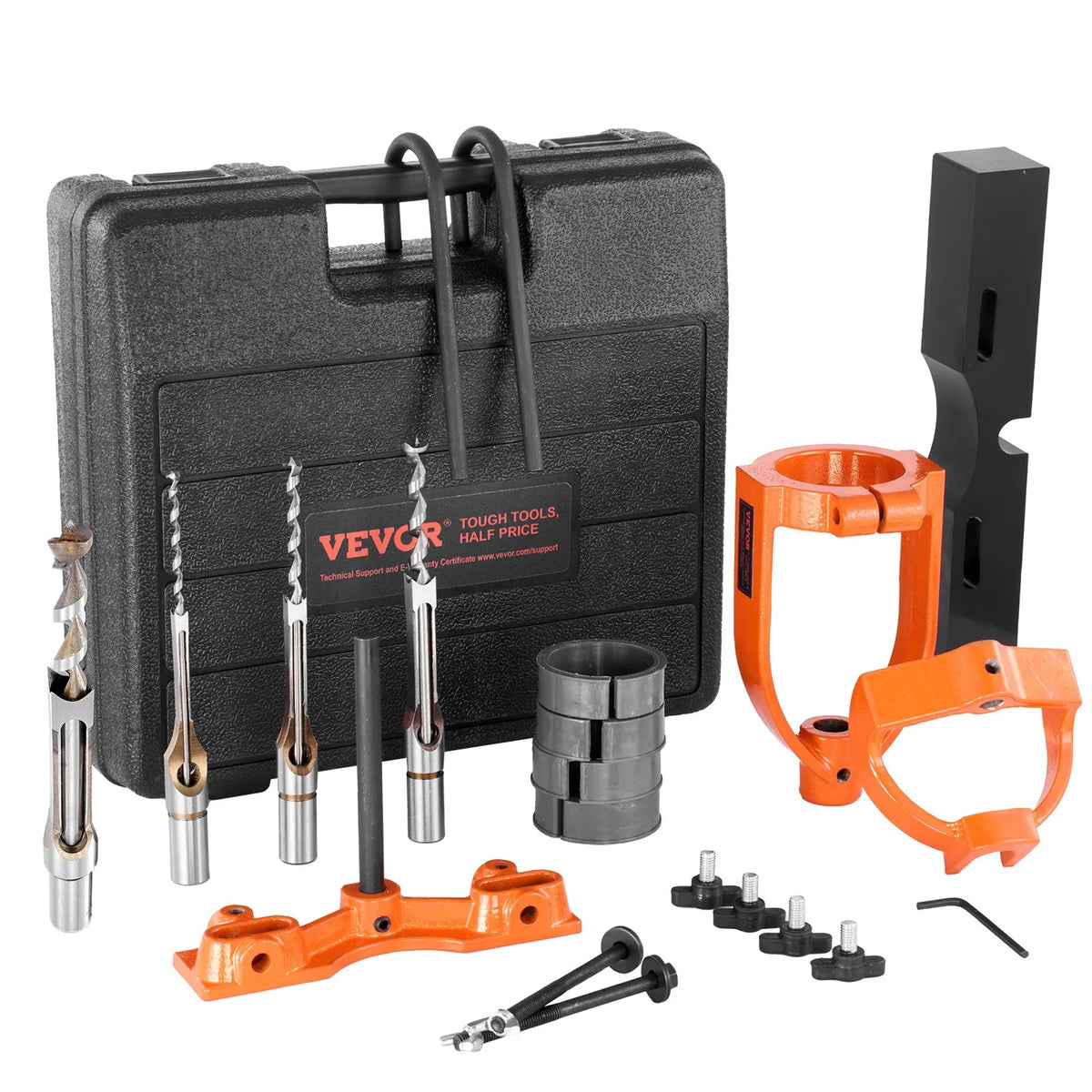 VEVOR Mortise Chisel Attachment for Drill Press with 4 Square Chisels and 5 Bushes