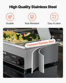 VEVOR komerciālais pārtikas sildītājs, 1500 W elektriskais nerūsējošā tērauda tvaika pārtikas sildītājs ar stikla vāku, galda Bain Marie ar 3 pusizmēra pārtikas traukiem ēdināšanai, restorāniem, pasākumiem un bufetēm - ZEMLETES.LV