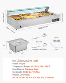 VEVOR komerciālais pārtikas sildītājs, 1700 W elektriskais nerūsējošā tērauda tvaika pārtikas sildītājs ar stikla vāku, galda Bain Marie ar 8 traukiem, zupas kausu un perforētu kausu ēdināšanai, restorāniem un pasākumiem - ZEMLETES.LV