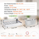 VEVOR komerciālais pārtikas sildītājs, 1500 W elektriskais nerūsējošā tērauda tvaika pārtikas sildītājs ar stikla vāku, galda Bain Marie ar 9 traukiem, zupas kausu un perforētu kausu ēdināšanai, restorāniem un pasākumiem - ZEMLETES.LV