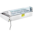 VEVOR komerciālais pārtikas sildītājs, 1500 W elektriskais nerūsējošā tērauda tvaika pārtikas sildītājs ar stikla vāku, galda Bain Marie ar 9 traukiem, zupas kausu un perforētu kausu ēdināšanai, restorāniem un pasākumiem - ZEMLETES.LV